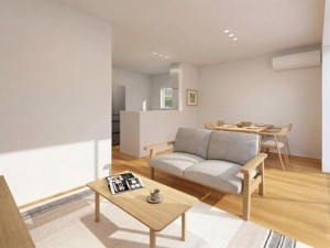 松江市上乃木、新築一戸建ての居間画像です