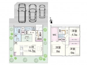 出雲市小山町、新築一戸建ての間取り画像です