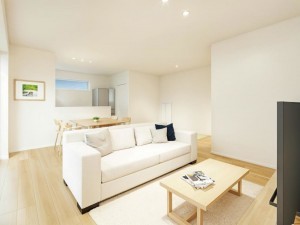 出雲市小山町、新築一戸建ての居間画像です