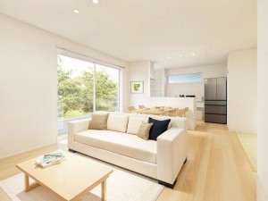 出雲市小山町、新築一戸建ての居間画像です