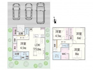 出雲市小山町、新築一戸建ての間取り画像です
