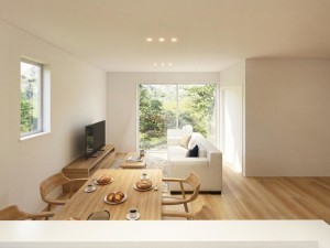 出雲市小山町、新築一戸建ての居間画像です