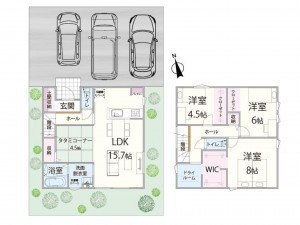 出雲市小山町、新築一戸建ての間取り画像です