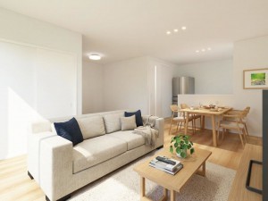 出雲市小山町、新築一戸建ての居間画像です