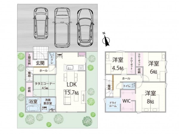 出雲市小山町、新築一戸建ての間取り画像です