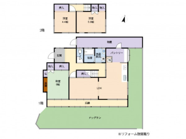 出雲市武志町、中古一戸建ての間取り画像です