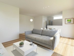 米子市旗ヶ崎、新築一戸建ての居間画像です