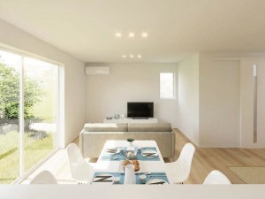 米子市旗ヶ崎、新築一戸建ての居間画像です