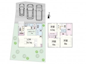 米子市旗ヶ崎、新築一戸建ての間取り画像です