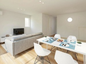 米子市旗ヶ崎、新築一戸建ての居間画像です