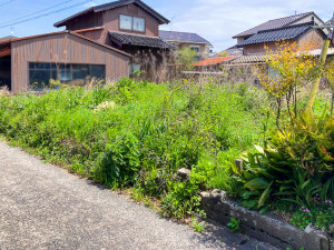 出雲市斐川町直江、土地の前面道路を含む現地写真画像です