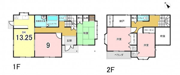 米子市河崎、中古一戸建ての間取り画像です