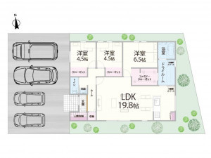 倉吉市、新築一戸建ての間取り画像です