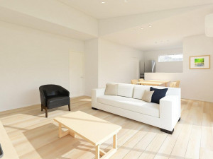 倉吉市、新築一戸建ての居間画像です