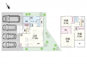 鳥取市相生町、新築一戸建ての間取り画像です
