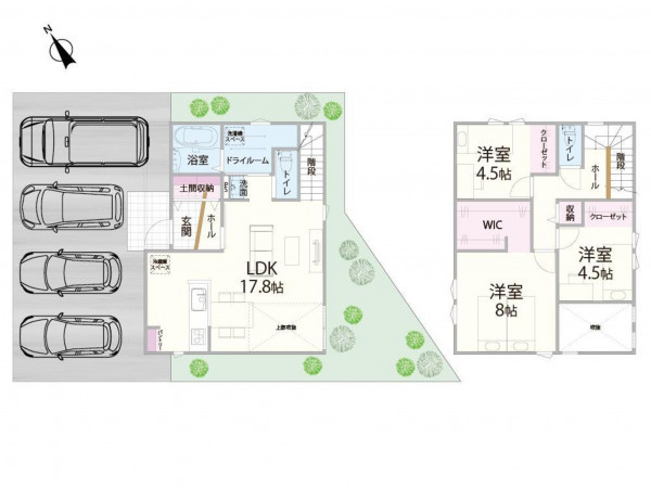 鳥取市相生町、新築一戸建ての間取り画像です