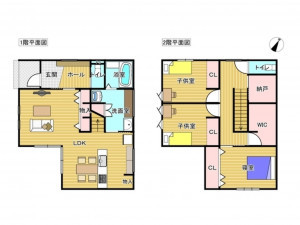 出雲市斐川町上庄原、新築一戸建ての間取り画像です