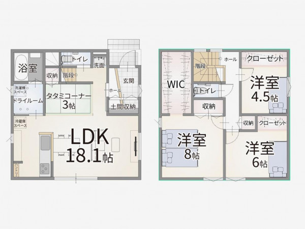 松江市矢田町、土地の建築プラン例画像です