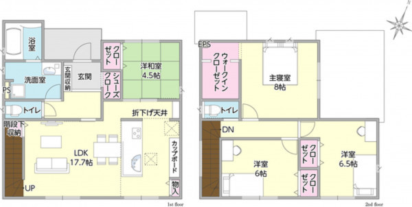 出雲市渡橋町、新築一戸建ての間取り画像です
