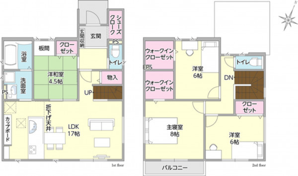 出雲市渡橋町、新築一戸建ての間取り画像です