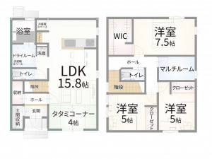 西伯郡伯耆町、土地の建築プラン例画像です