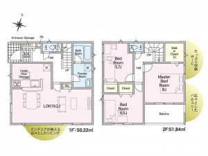 出雲市大津朝倉、新築一戸建ての間取り画像です