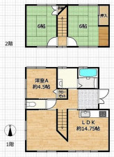 出雲市大津町、中古一戸建ての間取り画像です