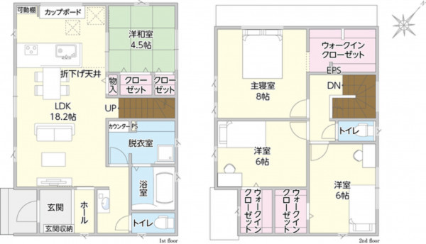 出雲市大津朝倉、新築一戸建ての間取り画像です