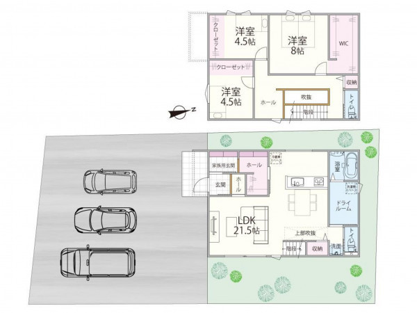 松江市東津田町、新築一戸建ての間取り画像です