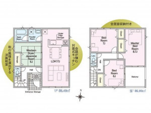 出雲市塩冶有原町、新築一戸建ての間取り画像です