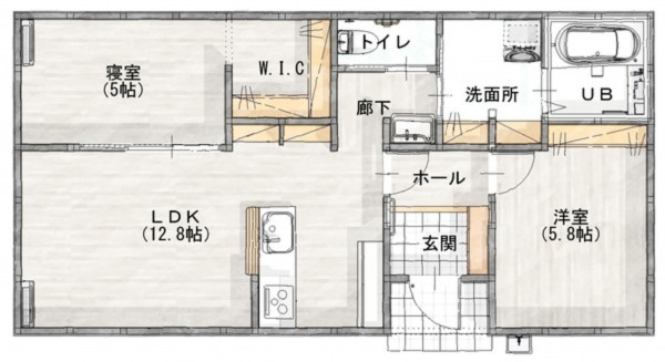 出雲市斐川町上直江、新築一戸建ての間取り画像です