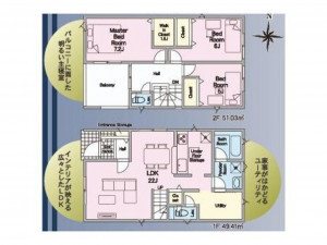 出雲市上塩冶町、新築一戸建ての間取り画像です