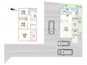 松江市西川津町、新築一戸建ての間取り画像です