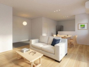 境港市中野町、新築一戸建ての居間画像です