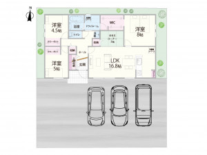 境港市中野町、新築一戸建ての間取り画像です