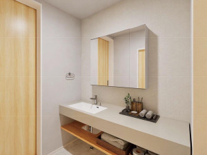 出雲市大津町、新築一戸建ての洗面画像です
