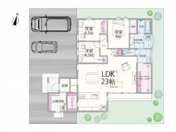 出雲市大津町、新築一戸建ての間取り画像です