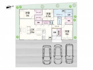 米子市上福原、新築一戸建ての間取り画像です