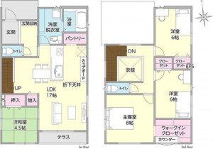 出雲市稲岡町、新築一戸建ての間取り画像です