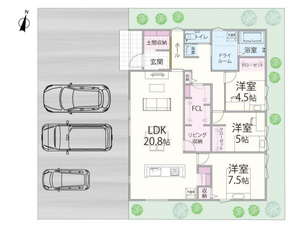 出雲市大津町、新築一戸建ての間取り画像です
