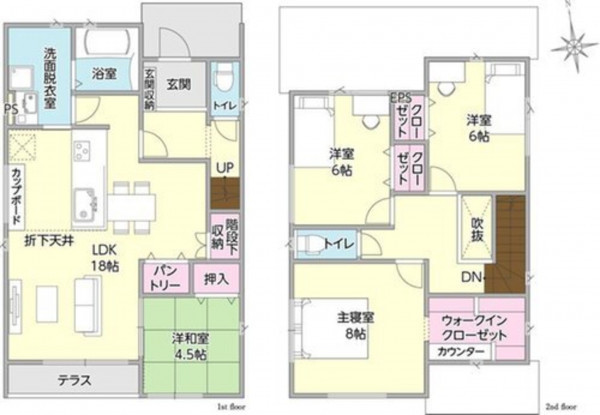 出雲市稲岡町、新築一戸建ての間取り画像です