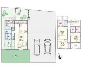 松江市矢田町、新築一戸建ての間取り画像です