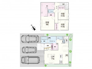 鳥取市吉成、新築一戸建ての間取り画像です