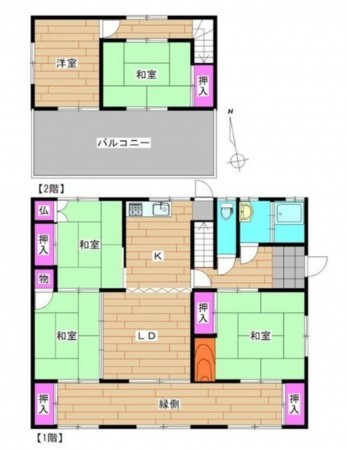 鈴鹿市鈴鹿ハイツ、中古一戸建ての間取り画像です