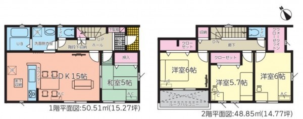 鈴鹿市東磯山、新築一戸建ての間取り画像です