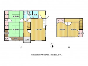 亀山市羽若町、中古一戸建ての間取り画像です