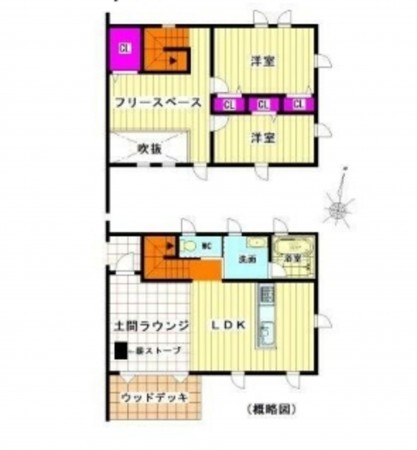 亀山市関ケ丘、中古一戸建ての間取り画像です