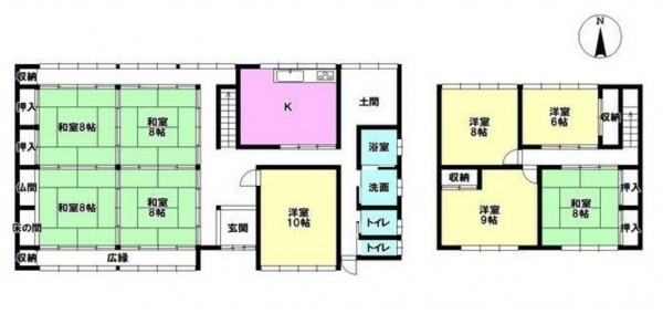 亀山市関町白木一色、中古一戸建ての間取り画像です