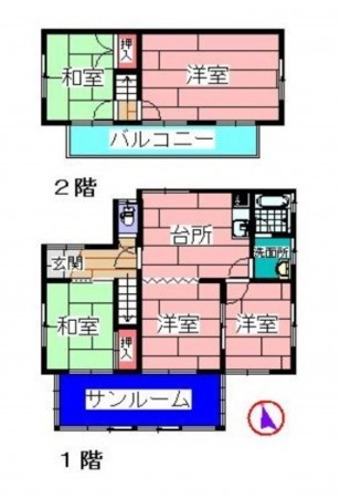 鈴鹿市稲生こがね園、中古一戸建ての間取り画像です