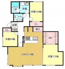 鈴鹿市南玉垣町、マンションの間取り画像です